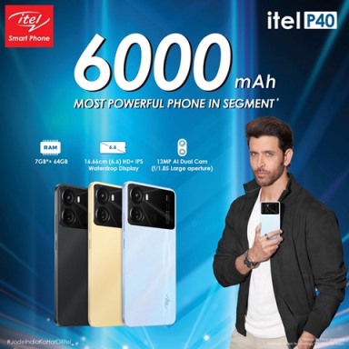  itel launches P40 a 6000 mAh Power-packed Smartphone –  The Most Powerful in the segment at INR 7699
