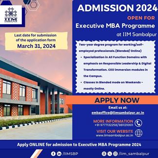  IIM Sambalpur invites online applications for Executive MBA Program (2024-2026)